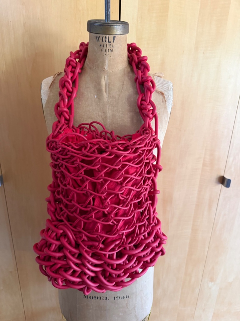 Unusual Italian Designer Rosanna Contadini  Handbag - "Red Connection"